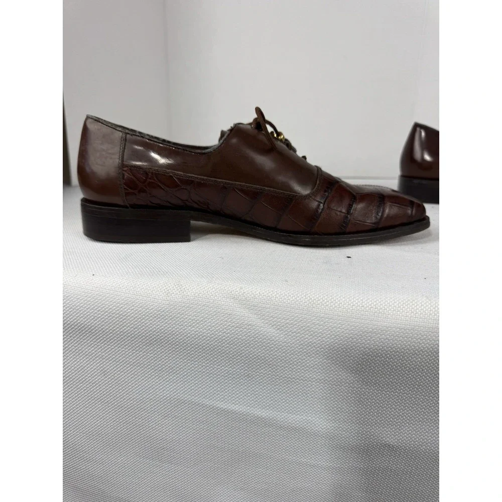 Marco Vicci‎ Rockford Croc Embossed Leather Wingtips tassels size 10